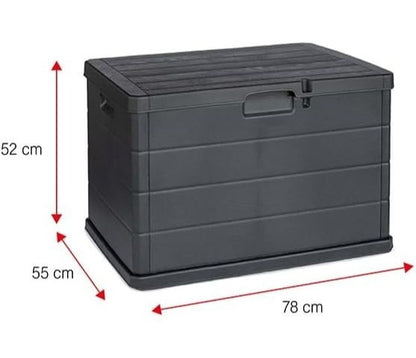 Buystar 170L Garten-Aufbewahrungstruhe aus Harz – Wasserdicht, einfach zu montieren – abschließbarer Deckel – 78x55x52 cm – Leichter und langlebiger anthrazitfarbener Outdoor-Koffer – Organisieren, Aufbewahren