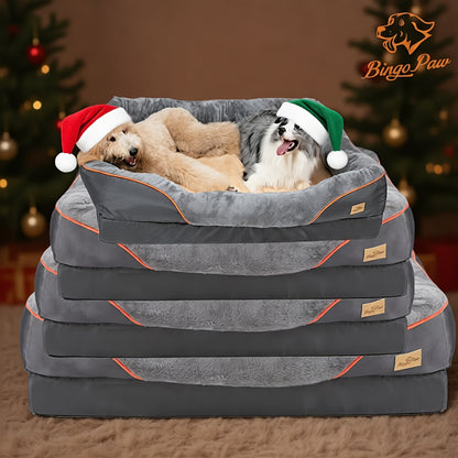Extra großes orthopädisches Hundebett, Schaumstoff-Schwammbox für Haustiere, mit waschbarem Reißverschlussbezug, Liegesofa-Hundebett, für große Jumbo-Hunde, Quietschspielzeug-Geschenk, XL-3XL