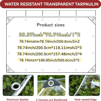 Europäisches, transparenter, wasserdichter PVC-Planen-Set in mehreren Größen, enthält 3 gängige Größen für unterschiedliche Anforderungen. Es besteht aus hochwertigem PVC-Material  ist mit einem standardisierten goldenen Metallösen-System ausgestattet, um