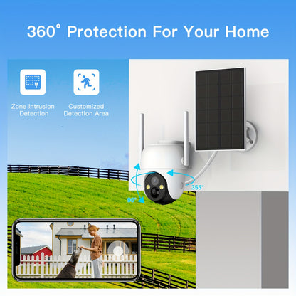 4er-Set Laxihub Farb-Nachtsicht-Sicherheitskamera, PTZ Wifi Video-Kamera, Zwei-Wege-Audio, Drahtlose Smart-Home-Sicherheitskamera mit Bewegungsverfolgung, Solarbetrieben, Outdoor-Überwachung und AI-Erkennung
