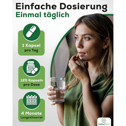 Leber Komplex Kapseln [125 Stück] von naturally - Mariendistel Kapseln mit Artischocken, Löwenzahn, Cholin, Desmodium, vegan