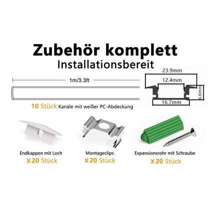 10 Stücke 1m Lichtkanäle aus Aluminiumlegierung, sSchiene Leiste Profile für LED-Lichtstreifen für moderne Häuser und Büros