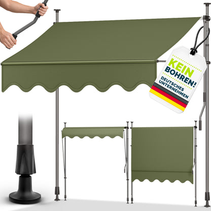 tillvex® Klemmmarkise Balkon mit Handkurbel | Balkonmarkise ohne Bohren | Markise UV-beständig & höhenverstellbar | Sonnenschutz Terrasse Wasserfest