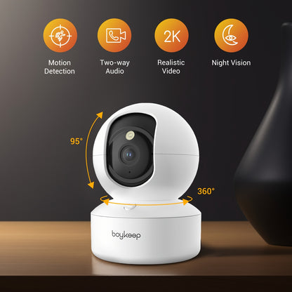 1 Stk. Boykeep 5G/2.4Ghz WLAN Smart Kamera, High-Definition Innenraum Sicherheitsmonitor, Spezielle Sicherheitskamera für Haustiere, 360° Panorama Überwachungsvideo, Nachtsicht, Zwei-Wege-Anrufe, Cloud-Speicher
