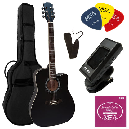 4/4 Westerngitarre im Set Tasche Band Stimmgerät, Akustikgitarre Cutaway Mattlack
