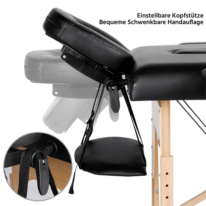 Costoffs Massageliege mit 2-Zonen Höhenverstellbare Massagebank Faltbarer Massagetisch Massagebett inkl. Kopfstütze & Armlehnen