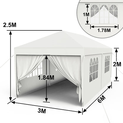 3X3/3X6M Robuste, tragbare Gartenlagerung Pavillon mit 4/6 Seitenwänden, Fenstern & Belüftung, Terrassen-Sonnenschutz Carport für Garten Rasen Fahrzeug Schutz, Anthrazit/Weiß