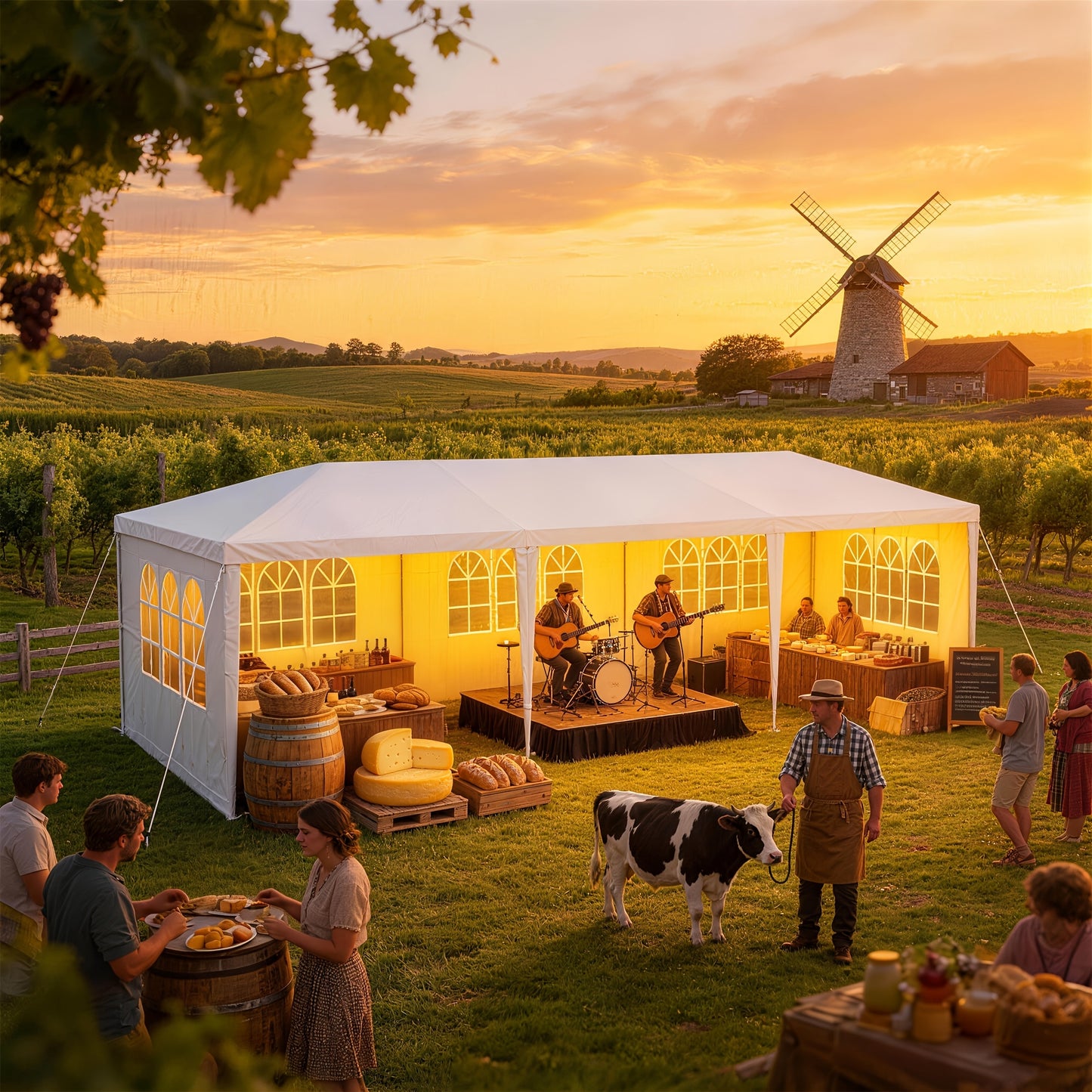 3 x 3 M Pavillon Party Zelt Garten Pavillon mit 4 Seitenwänden Sonnenschutz UV-Schutz für Garten, Party, Hochzeit, Picknick
