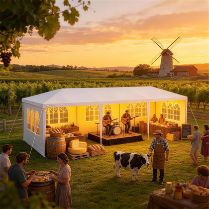 3 x 3 M Pavillon Party Zelt Garten Pavillon mit 4 Seitenwänden Sonnenschutz UV-Schutz für Garten, Party, Hochzeit, Picknick