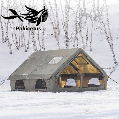 PAKICETUS Luft-Skylight-Zelt, schneller Aufbau mit Pumpe, 4-6 Personen Outdoor-Familienzelt, 4-Jahreszeiten, winddicht mit Tragetasche, ideal für Camping, Wandern, Angeln & Jagd