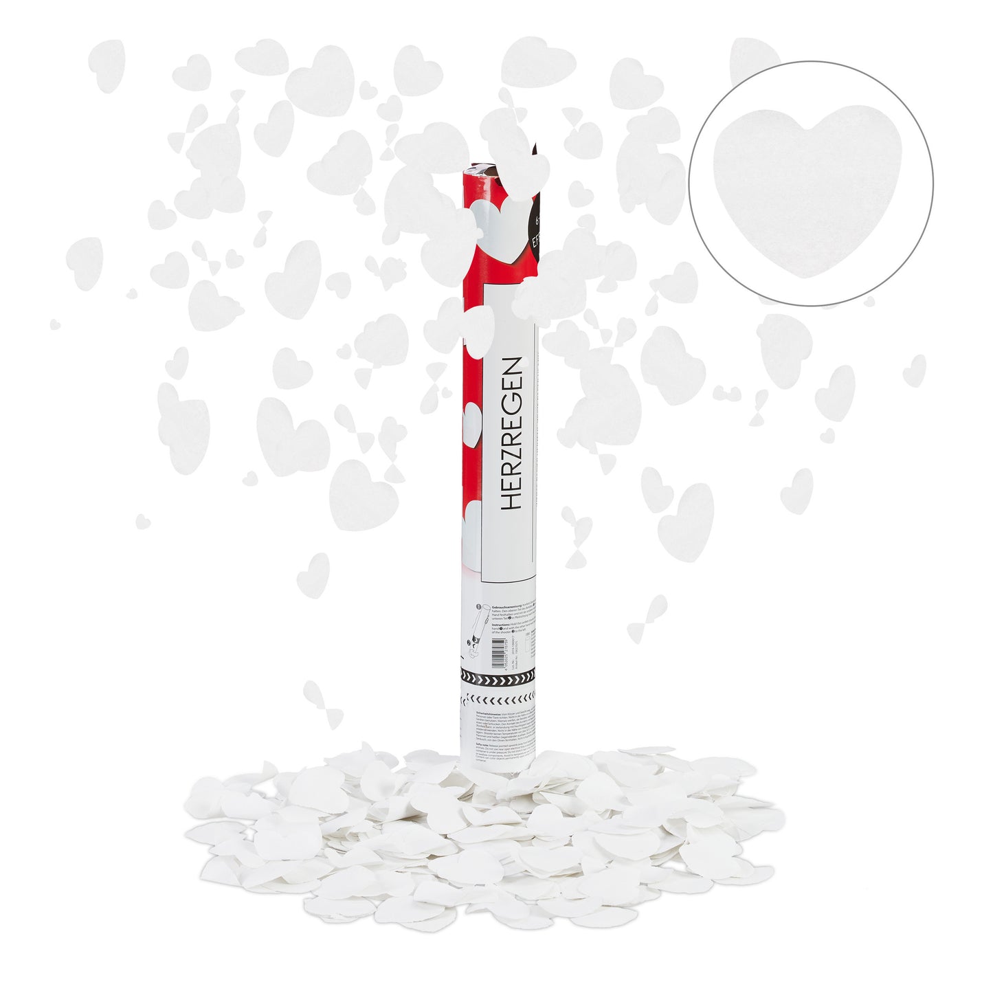 Party Popper Herzen in Weiß - 40 cm