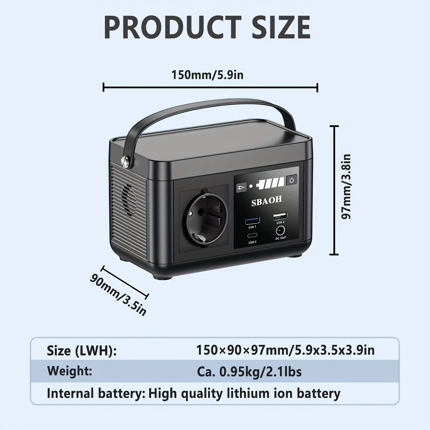 Tragbares multifunktionales kleines mobiles Netzteil SBAOH 80W 88.8Wh Energiespeicher-Netzteil Schnellladung, einstellbares LED-Licht, Notstrom-Backup für Outdoor, Reisen, Zuhause