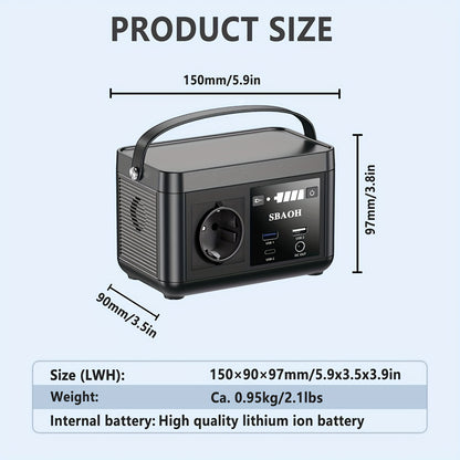Tragbares multifunktionales kleines mobiles Netzteil SBAOH 80W 88.8Wh Energiespeicher-Netzteil Schnellladung, einstellbares LED-Licht, Notstrom-Backup für Outdoor, Reisen, Zuhause