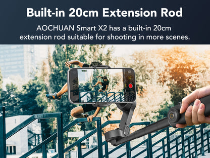 AOCHUAN Smart X2 Handy-Stabilisator Gimbal Outdoor Sport VLOG Selftimer Stativ Kamera Faltbar Bodenhalterung LED-Display Gestensteuerung Gesichtsverfolgung Körperverfolgung Smartphone Fernbedienung Anti-Schwing-Funktion