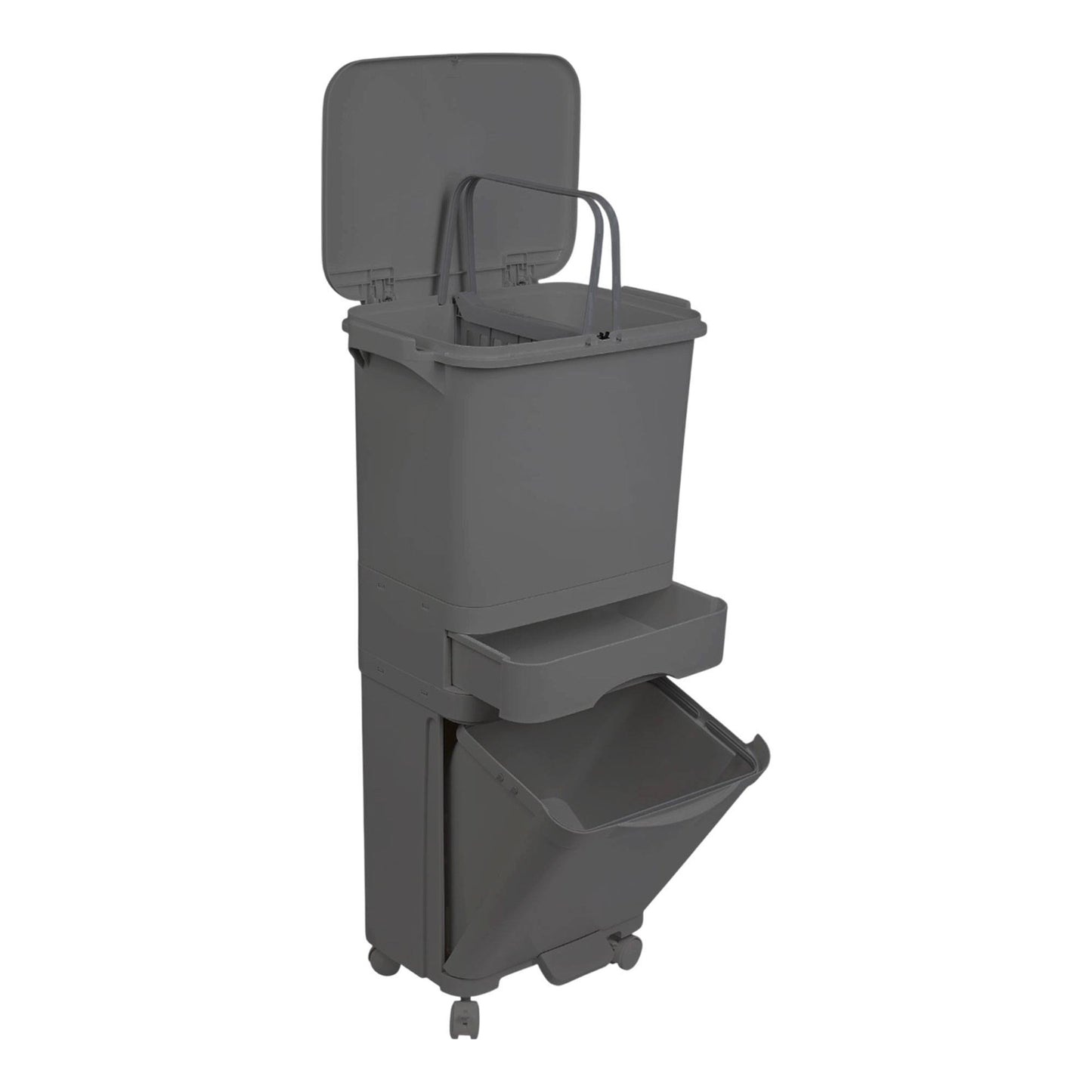 Recyclingbehälter mit Pedal, Rädern und doppeltem Griff 38/42L
