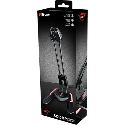 Trust GXT 210 Gaming USB Mikrofon für PC, Laptop, PS4 & PS5 – Verzerrungsfreies Tischmikrofon mit LED-Standfuß, Mute-Button, flexiblem Schwanenhals & 1,5 m Kabel – Schwarz