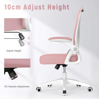 GartistGo Bürostuhl Ergonomischer Schreibtisch mit 90° Flip-up Armlehne Lendenwirbelstütze, höhenverstellbarer Stuhl, Executive Swivel Computer gepolsterte Sitzkissen für Haus/Büro