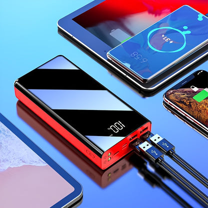 50000mAh Powerbank, 22,5W Schnellladung, Vollbild-Spiegel-Design, Großes Kapazitäts-Powerbank, Ausgestattet mit LED-Beleuchtung, Notfall-Backup-Stromversorgung für den Außenbereich, Geeignet für Telefon, Android und Digitale Geräte, Urlaubsgeschenk
