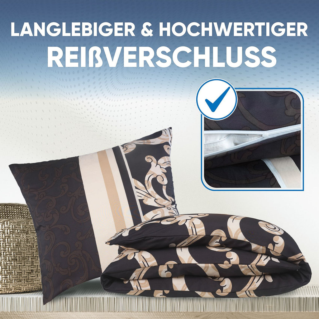 Bettwäsche 135x200 4teilig - Bettwäsche Set Allergiker geeignet - Bettbezug 135 x 200 & Kissenbezug 80x80 | modern & hochwertig