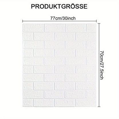 10 Stück 3D Tapete Wandpaneele Selbstklebende Ziegel Wasserdichte Wandaufkleber 70 x 77 cm