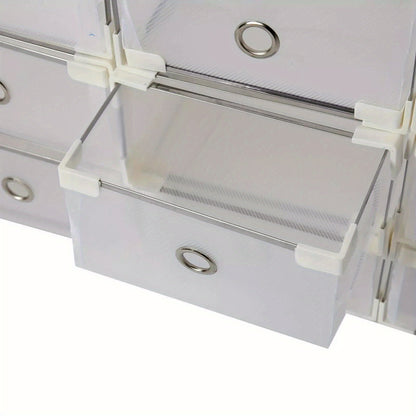 10 x Schuhboxen, stapelbare Aufbewahrungsboxen, Schuhregal, Plastikbox, stapelbar