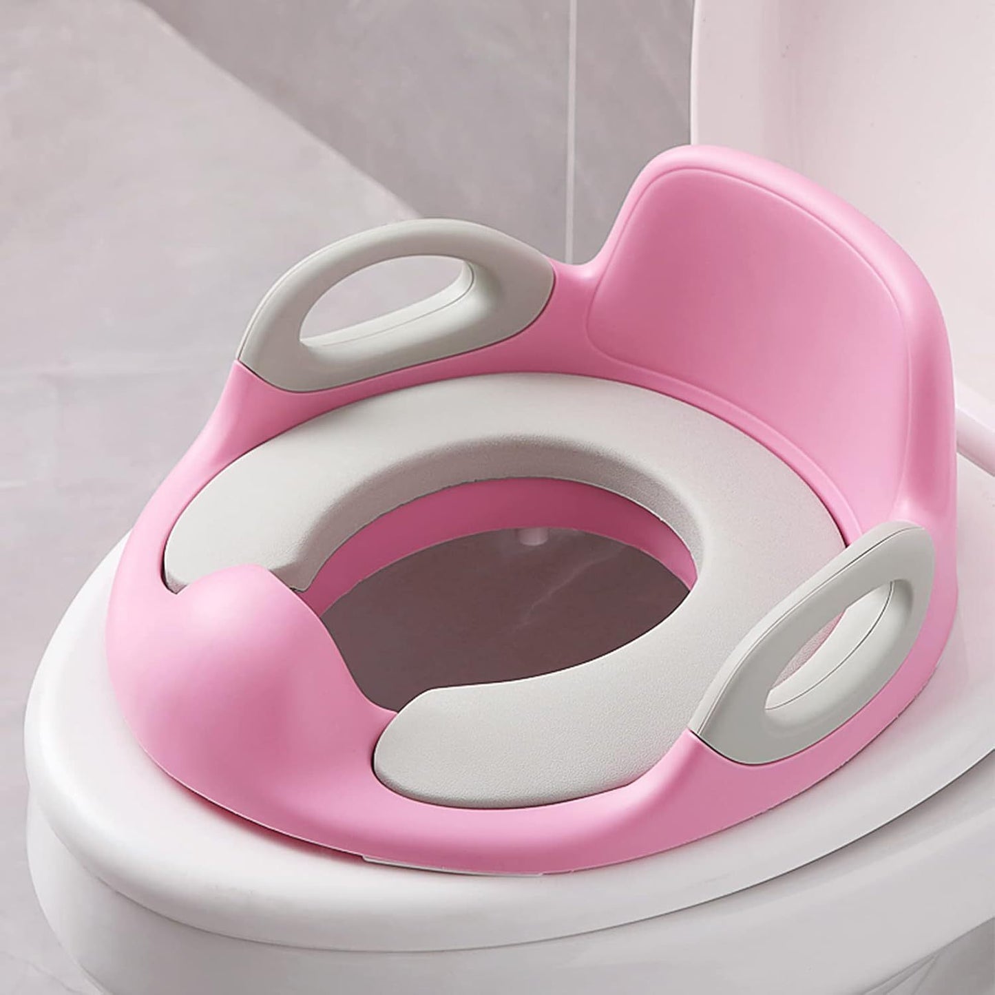 Toilettensitz-Toilettentrainer, passt auf runde und ovale Toiletten, mit Griff und Spritzschutz