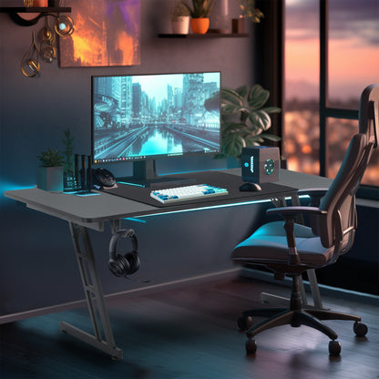Gaming Tisch Gaming Tisch Schwarz Schreibtisch Kohlefaserplatte Gamer Computer Tisch Ergonomischer PC Tisch mit Kabelloch