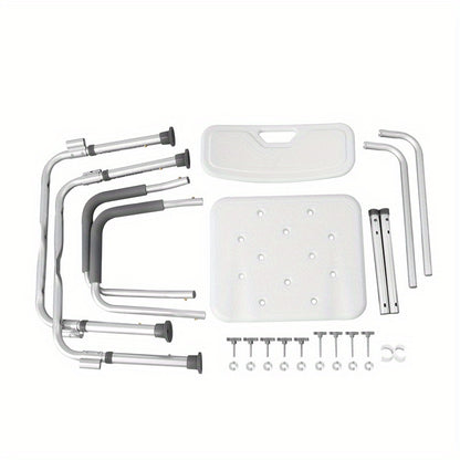 75,5-88cm höhenverstellbarer duschhocker mit armlehne & rückenlehne aus aluminium, für senioren & damen