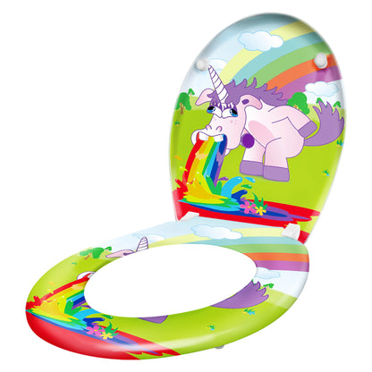 Toilettendeckel mit Soft-Close-Mechanismus, Toilettensitz mit Grafikdruck, antibakterieller Toilettensitz für alle Standard-Toilettenschüsseln
