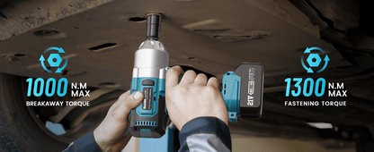 Batterie-Schlagschrauber 1300 Nm, 8000 mAh 1/2 Zoll Schrägschrauber-Elektroschlagschrauber für Autoreifenwechsel & Entfernen von Radmuttern, 3-Gang-Getriebe, Bürstenloser Motor, Inklusive 2 Batterien & Ladegerät