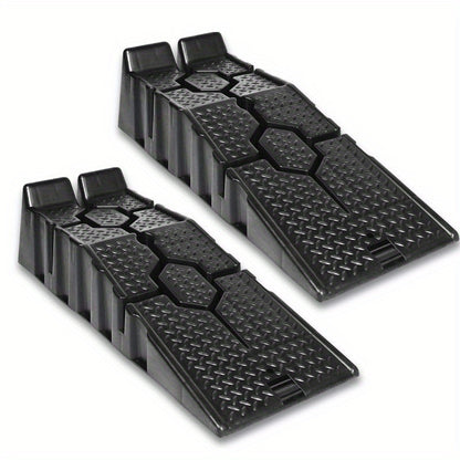 2er-Pack PP-Kunststoff-Rampen Zugangsrampen Autoaufzug mit -Rutsch-Oberfläche  Kippschutz Auto-Rampe 90 x 31 x 22,5 cm, Tragfähigkeit bis zu 2500 kg