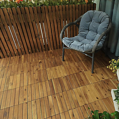 1m² Akazienholz Terrassenziegel 11er Set Holzfliesen 30 x 30cm Balkonziegel Klickfliesen mit Entwässerungsroste Gartenfliesen Garten Terrasse Balkon Teich Holzdeckfliesen Typ A/B