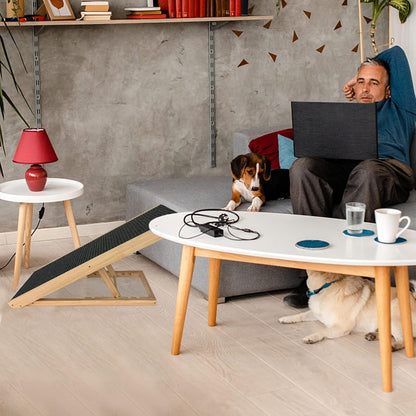 Hundehilfe 60cm Katzenrampe Faltbare Rampe Hunde Höhenverstellbare Haustier Rampe Verstellbare Hunde Treppe für Kleine Hunde & Katzen Rutschfest Tragkraft bis zu 100KG