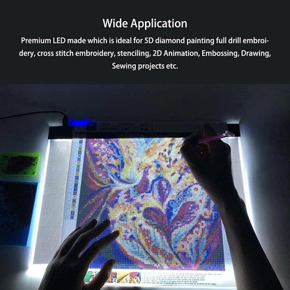 Ein übergroßes A2/A3/A4 LED-Lichtpad, geeignet für Kunstmalerei-sets, Diamant Malerei Arbeits Tischlampe, USB-betrieben, Augenfreundlich, mit drei Helligkeitsstufen, Tracking Light Board für Diamant für Kunst-Ergänzungen verwendet für Malen, Skizzieren