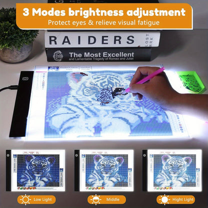 Ein übergroßes A2/A3/A4 LED-Lichtpad, geeignet für Kunstmalerei-sets, Diamant Malerei Arbeits Tischlampe, USB-betrieben, Augenfreundlich, mit drei Helligkeitsstufen, Tracking Light Board für Diamant für Kunst-Ergänzungen verwendet für Malen, Skizzieren