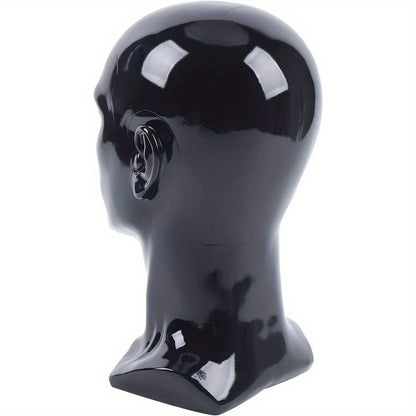 Kopf PVC Mannequin Kopf Mannequin Kopf Display Kopf für Perücken, Helme, Hüte und Schmuck Schwarzes Ladenfenster Kopf Männlich, Mannequin Kopf, Männliches Modellkopf PVC 50 cm Mannequin Kopf für Perücken, Hüte, Turbans, Halstücher und Haarbänder (Schwarz)