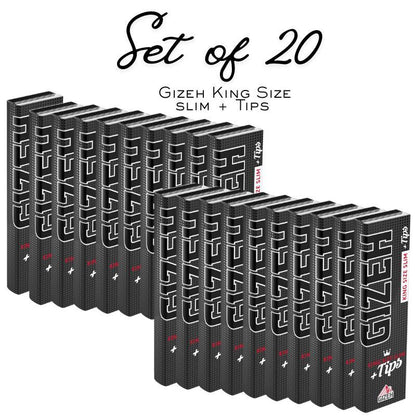 20 x GIZEH BLACK King Size Slim + Filterstäbchen