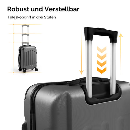 Bonnlo Kofferset 3 Teilig, Hartschale Koffer Set, Reisekoffer mit 4 Rollen, ABS-Trolley M-L-XL, mit Teleskopgriff, Viel Stauraum