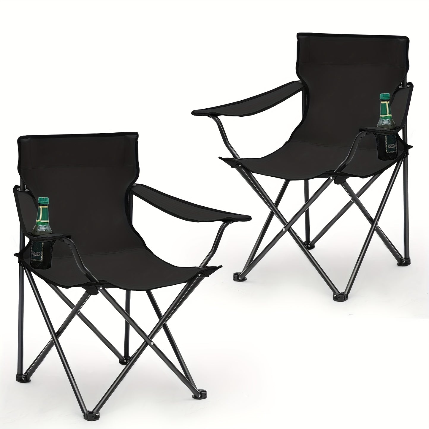 Sunula 1/2 Stück Campingstuhl Klappstuhl 100kg, mit Getränkehalter, Campingstuhl Faltbar, Outdoor Klappstuhl für Outdoor, Sport, Strand, Angeln, 600D Oxford Gartenstuhl - Stoff mit farblich passender äußerer Tasche.