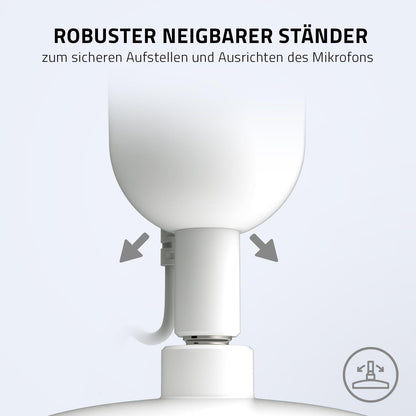 Originale Razer Seiren Mini - USB Kondensator-Mikrofon für Streaming (Kompakt mit Supernieren-Richtcharakteristik, neigbarer Ständer, Integrierter Schockdämpfer) Weiß
