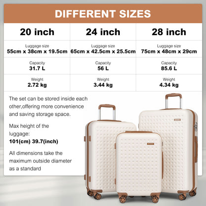 2/4-teiliges 24-Zoll 28-Zoll Gepäckset, blauer Polka Dot ABS+PC Hartschalen-Koffer mit TSA-Schloss, Reise Camping Schulanfang Geschenk