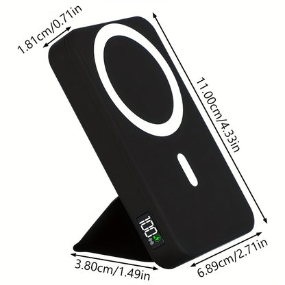 Magnetische Batterie, 10000mAh Faltbares Magnetisches Kabelloses Portable Ladegerät mit Ständer und USB-C (Seitlich), Nur für iPhone 15/15 Plus/15 Pro/15 Pro Max, für iPhone 14/13 Serie