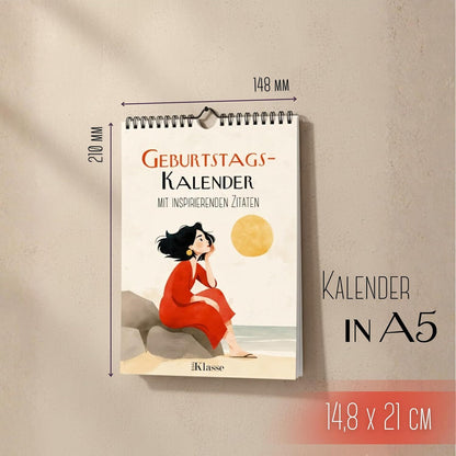 Geburtstagskalender mit Zitaten undatiert Geburtstagsplaner Wandkalender A5 immerwährend Jahresunabhängig Kalender Geburtstagsübersicht zum Aufhängen in zartem Aquarell Buch Sprüche Affirmationen