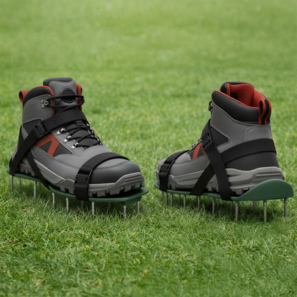 Rasenbelüfter - Manuelle Spikeschuhe mit 4 Gurten | Spikeschuh-Einsätze für Rasenbelüftung | Manueller Vertikaler Belüfter für Garten | Spikeschuhe für Bodenbelüftung mit verstellbaren Gurten | Rasenerneuerung ohne Strom | Bodenpiercer | Garten für Bodenl