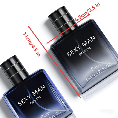 3 Optionen 2er-Pack Parfüm Set (2 x 55 ml/1,8 fl oz) | Schwarz/Blau Farbverlauf Flaschen | Bergamotte und Leder Duft | Perfekt für Einweihung und persönlichen Gebrauch