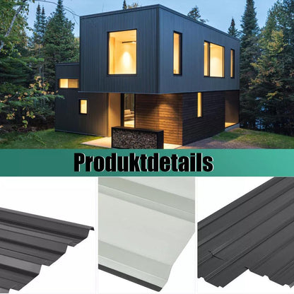 24 Wellblech-Metallprofile, 129 cm x 45 cm = 14 m² Dachplatten für Werkzeugschuppen – Verzinkte Stahldachpaneele, temporär  abnehmbar