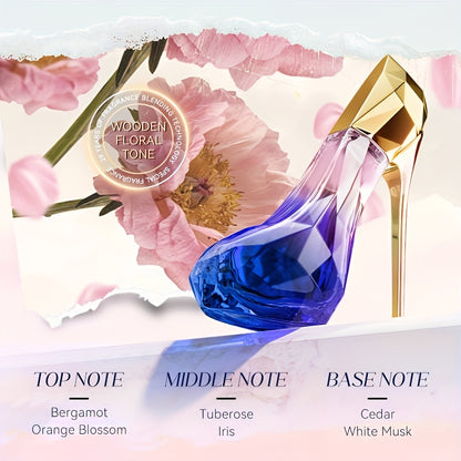 2 Stück Lila High-Heel & Lila Edelstein Parfümset (30+75ml) Großes Fassungsvermögen, Langanhaltender Duft | Bergamotte Tuberose Holznoten | Perfektes Geschenk für Feste & Privatgebrauch