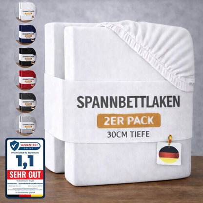 2er-Pack Spannbettlaken aus 100% Mikrofaser (90 g/m²) Elastischer Rundumgummi