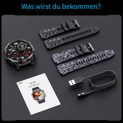Smartwatch mit realer GPS-Ortung, großer Akkukapazität, 1,43-Zoll-AMOLED-HD-Touchscreen, kabellosem Anruf, Sportmodus, LED-Taschenlampe, Outdoor-Smartwatch
