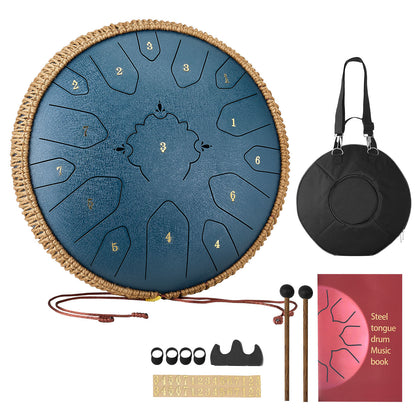 VEVOR Stahlzungen Trommel, 33cm 15 Töne Regentrommel für Garten, C-Dur Musikinstrumente mit Notenbuch & Schlägeln, Percussion Instrument für Meditation Yoga Anfänger Musikalische Bildung, Marineblau